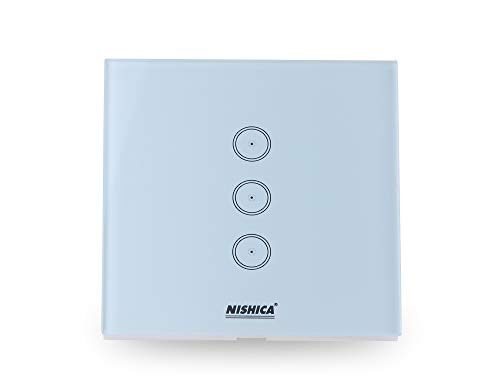 NISHICA 1: 3 Gang, WiFi & RF Smart Glass Look Touch Light Wall Switch Work with Amazon Alexa, and Nest Thermostat (for Home Automation)
