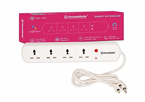 HomeMate® WiFi + BLE Smart Power Extension | No Hub Required | Works with Amazon Alexa and Google home | 10A | With Energy Monitoring