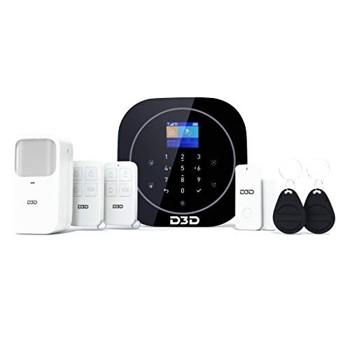 D3D Smart Life WiFi GSM Security Alarm System for Home Shop Office with Motion Sensor | Door Window Sensor | Remote & Mobile Controlled Security System (Black) Model: ZX-G12