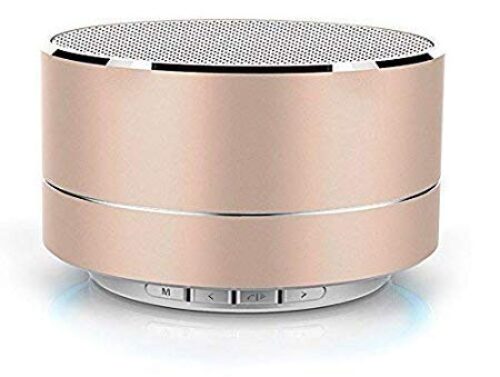 3Keys™ Mini Portable Bluetooth Speaker with Built-in Mic & Reflective LED | HiFi Deep Bass Sound Compatible with All Smartphone Bluetooth Speaker 3 W Bluetooth Speaker (Gold)
