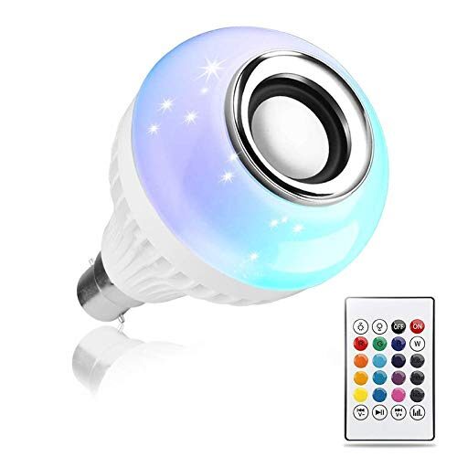 Led Bulb with Bluetooth Speaker Music Light Bulb + RGB Light Ball Bulb Colorful Lamp with Remote Control for Home,Bedroom,Living Room,Party Compatible for All Device/Random Colour