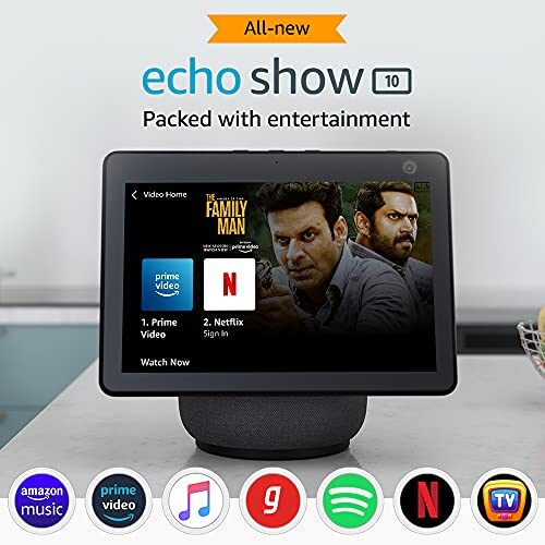 All new Echo Show 10- 10.1″ HD smart display with motion, premium sound and Alexa (Black)