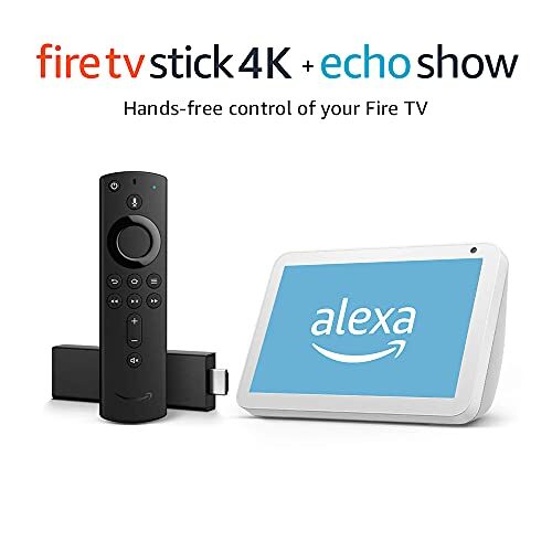 Echo Show 8 (White) Combo with Fire TV stick 4K