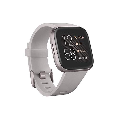 Fitbit FB507GYSR Versa 2 Health & Fitness Smartwatch with Heart Rate, Music, Alexa Built-in, Sleep & Swim Tracking, Stone/Mist Grey, One Size (S & L Bands Included) (Stone/Mist Grey)