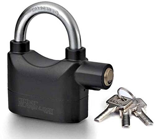 MobFest Electronic Alarm Padlock Metal Lock Anti Theft System with Burglar Smart Alarm Siren Motion Sensor Secure for Home Door Gate Cycle Shop Bike Office Shutter (Black)
